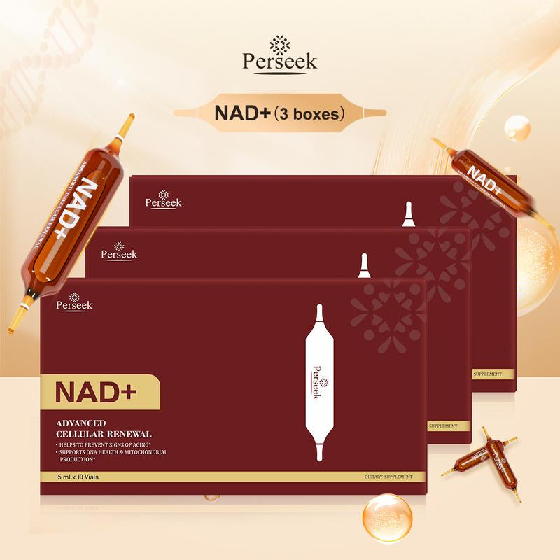 Unlock Youthful Vitality with Perseek NAD+ for Anti-Aging - 1200mg Cellular Renewal Formula | Boost Energy, Focus, and Skin Health - 10 Convenient Vials