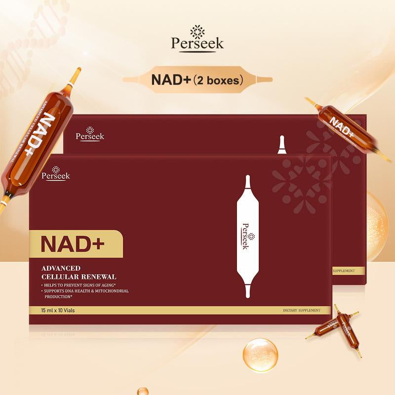 Unlock Youthful Vitality with Perseek NAD+ for Anti-Aging - 1200mg Cellular Renewal Formula | Boost Energy, Focus, and Skin Health - 10 Convenient Vials