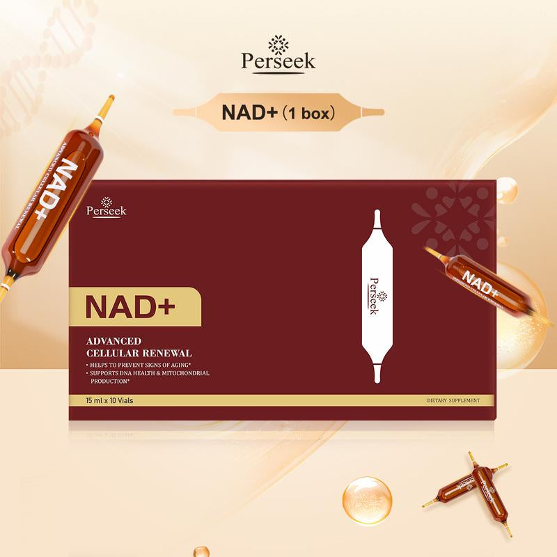 Unlock Youthful Vitality with Perseek NAD+ for Anti-Aging - 1200mg Cellular Renewal Formula | Boost Energy, Focus, and Skin Health - 10 Convenient Vials